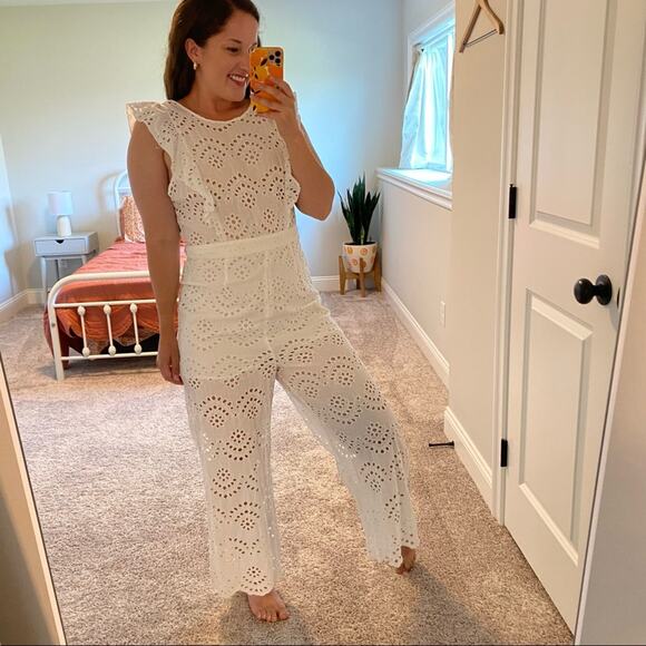 Alice McCall Sample White Eyelet Jumpsuit One Piece Medium - Picture 10 of 16